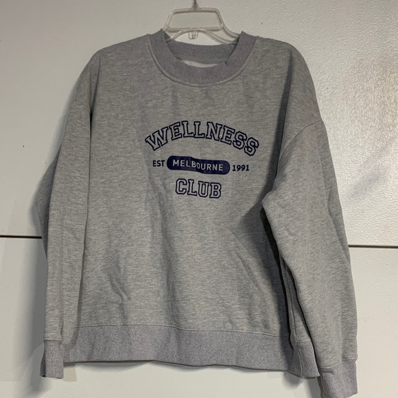 WILO THE LABEL WOMENS WELLNESS CLUB GRAY CREWNECK SWEATSHIRT LARGE - Picture 1 of 5